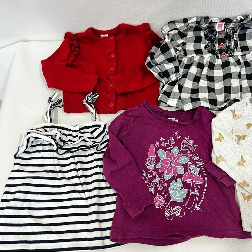 Bundle Lot of 10 Piece Size 2 Toddler Carter's Baby Clothing Tops And Bottom PJ